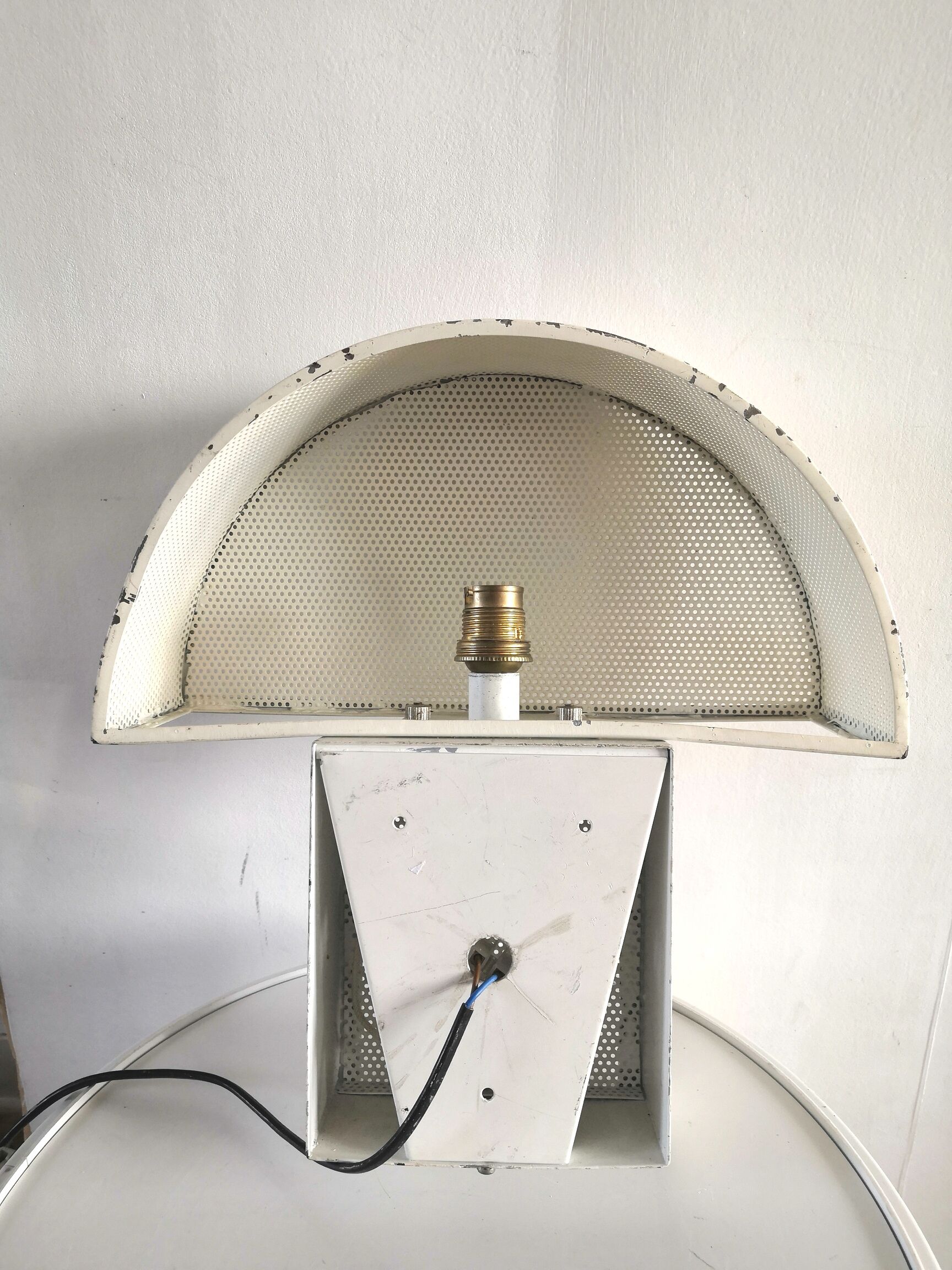 Mushroom wall lamp in perforated metal design 60s