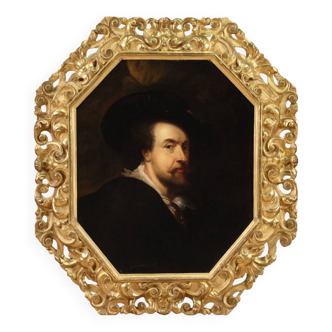 Portrait de Rubens avec spectaculaire cadre doré du XIXe siècle