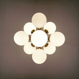 Brass and opaline glass Sputnik chandelier