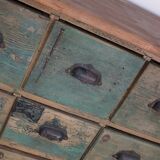 Meuble de quincaillerie industriel en pin peint, France années 1950