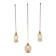 Suspension with 3 transparent bubble glass globes.