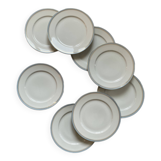 8 assiettes plates porcelaine ancienne manufacture de Couleuvre
