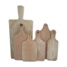 Six vintage solid wood cutting boards