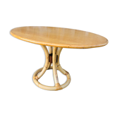 Vintage coffee table in light wood and bamboo, circa 60