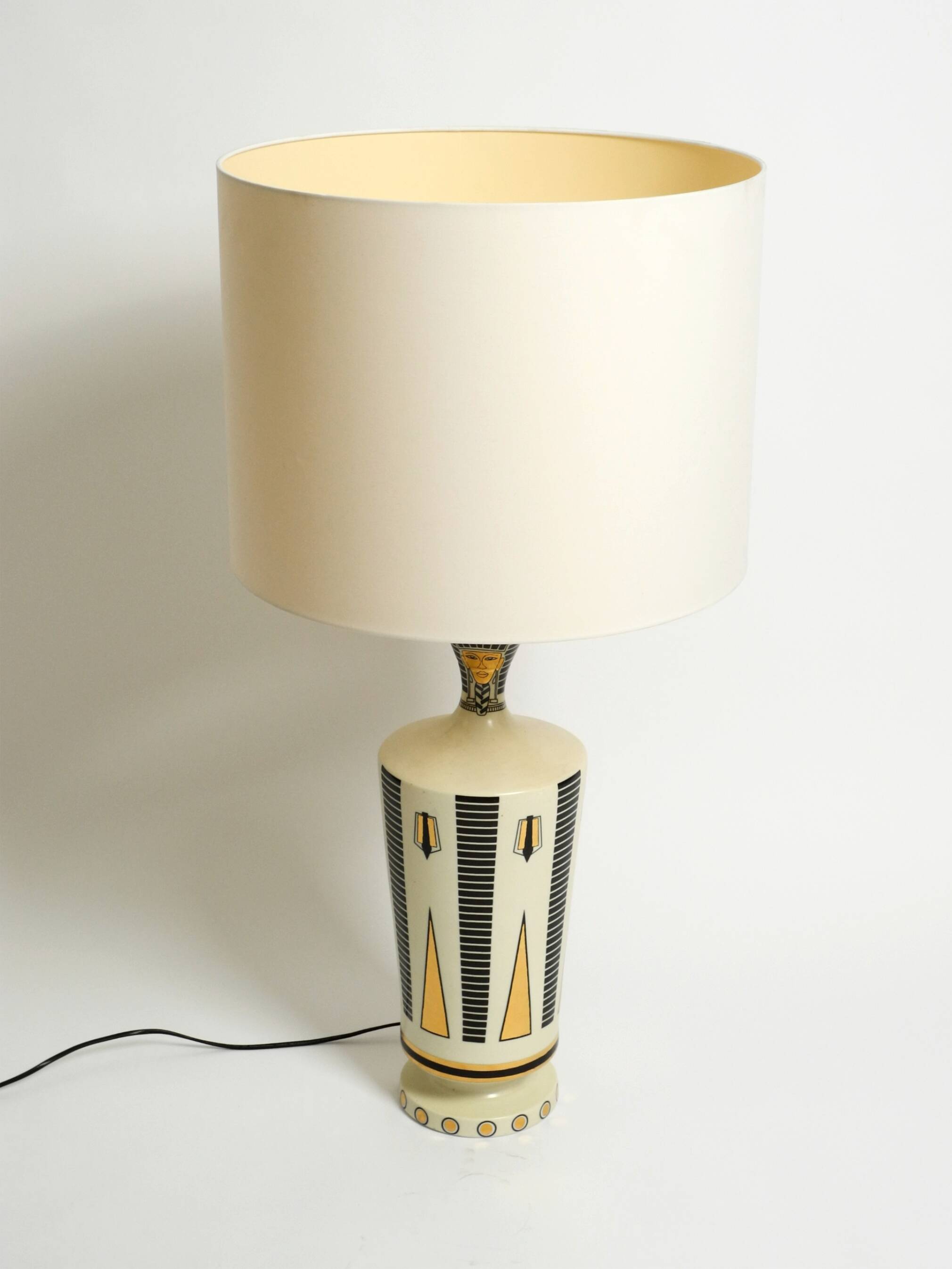 Large ceramic table lamp with Egyptian motifs by Nicolas Blandin, Paris