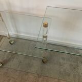 Hollywood Regency Lucite and Brass Rolling Bar