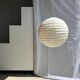 Hanging lamp in rattan and round japanese natural linen d:50