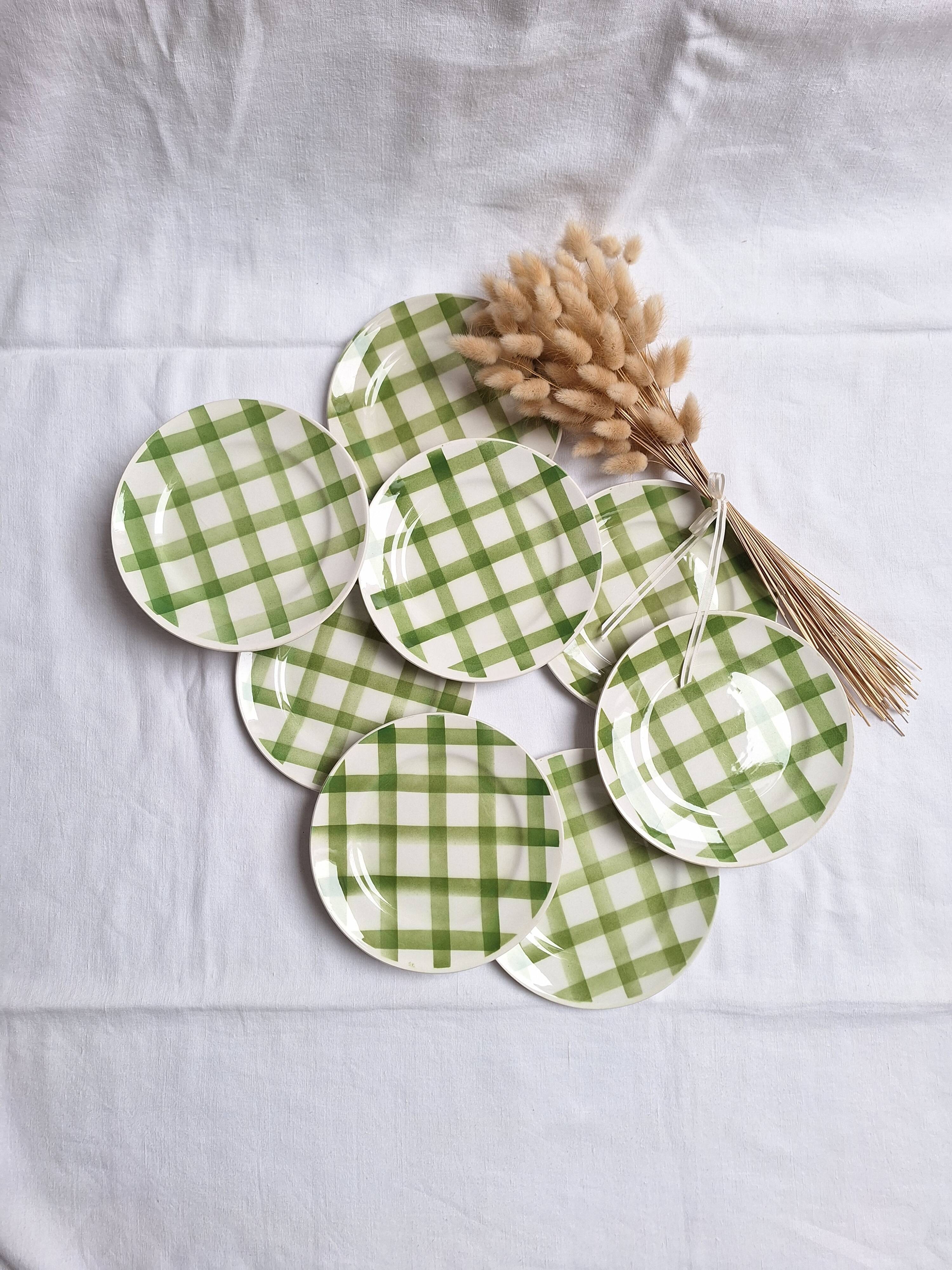 Assiettes à dessert Moulin des Loups - Modèle Nappe vert