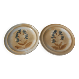 Set of 2 old and large flat plates in Marais sandstone 25 cm table decoration