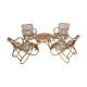 Lounge or garden table and 4 vintage wicker and rattan chairs 60s