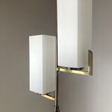 Suspension Arlus en laiton brut et opaline satin.