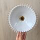 Pair of vintage white opaline pendant lamps and transparent serrated edges