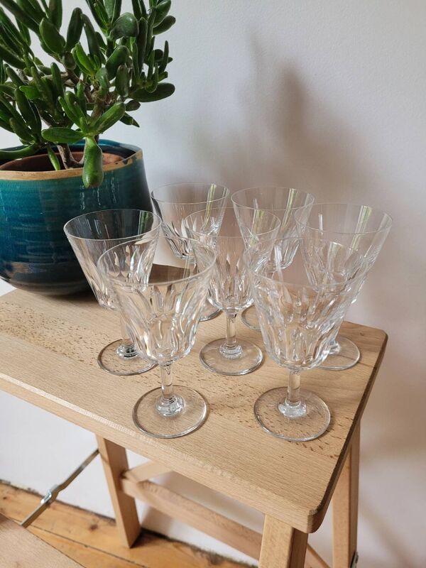 Lot de 7 verres à vin Baccarat Côte d'Azur