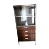 Rosewood and chrome display cabinet, 1970s-80s.