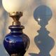 Ceramic lamp birds lyres on midnight blue background Napoleon III