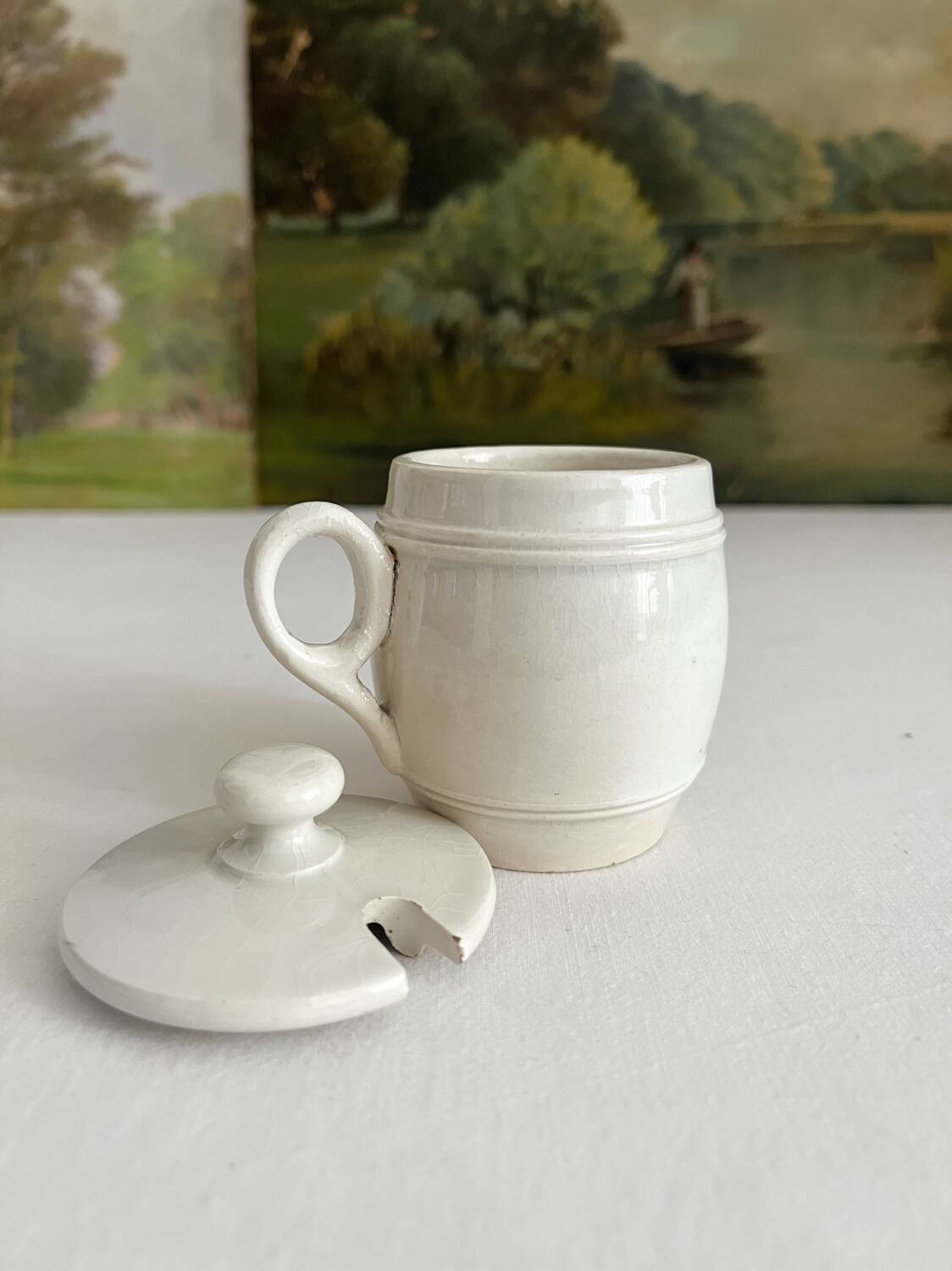 Antique ironstone mustard pot KG Lunéville