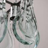 Mid-Century Modern Italian Chrome and Thick Glass Pendant by Veca, 1960s