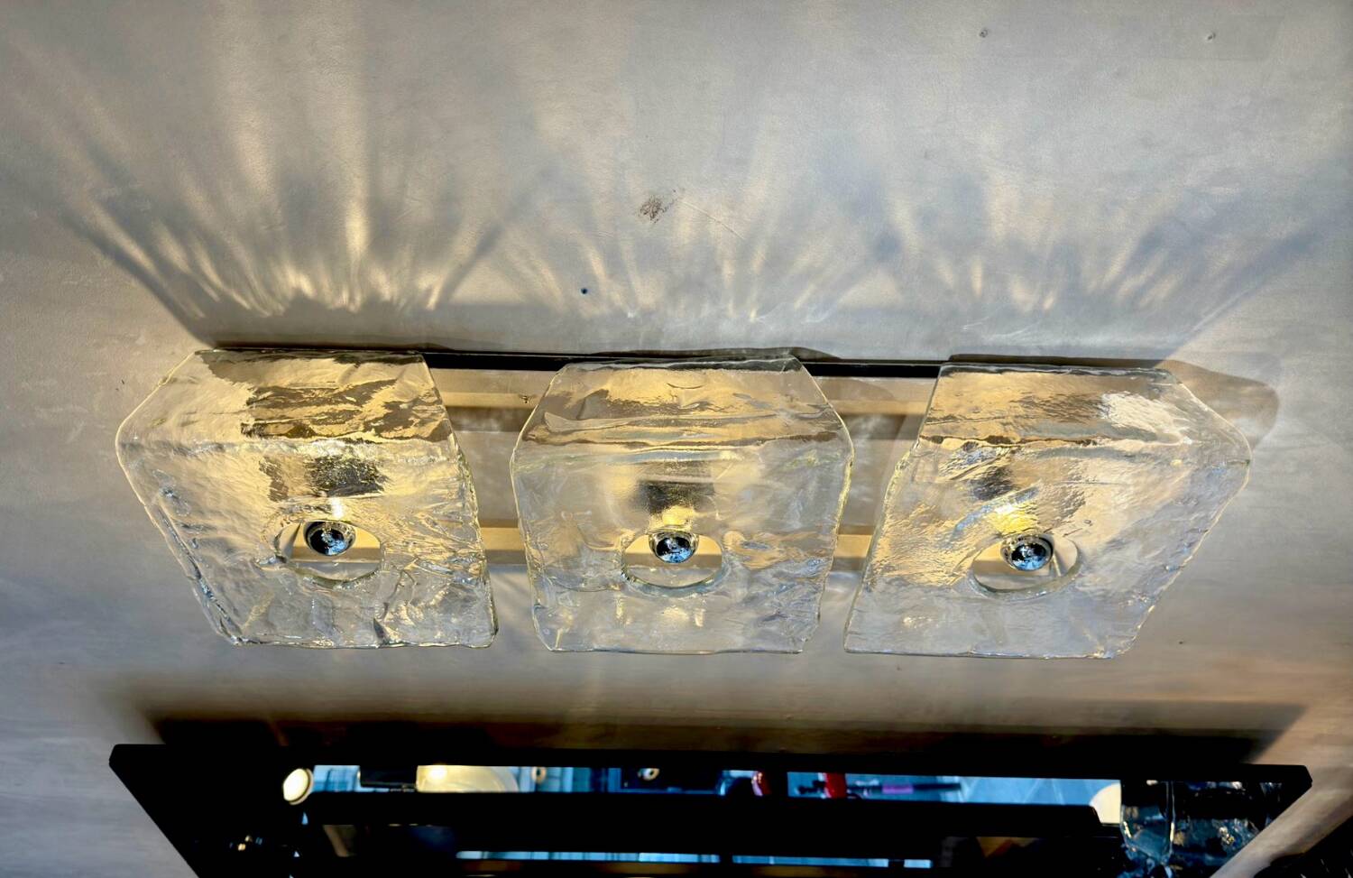 large ceiling lights or Murano glass wall sconces probably by Mazzega