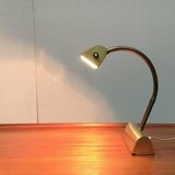 Mid-century brass swan neck table lamp in Hollywood Regency style from the 1960s.