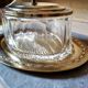 Box art deco cookies, candy vintage, Bowl cut glass and brass