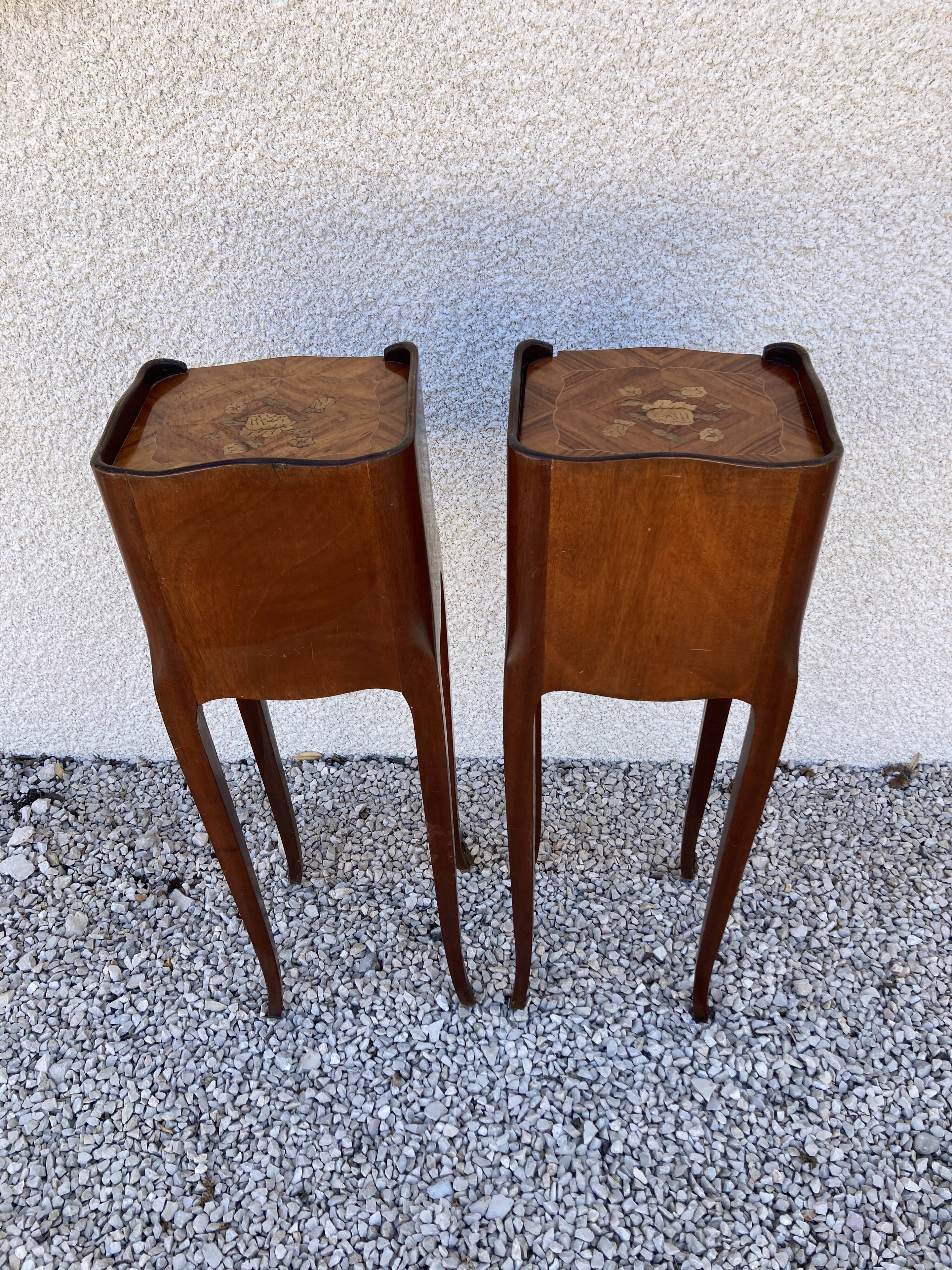Pair of bedsides Louis XV in marquetry