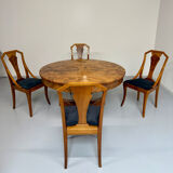 Set of 4 walnut/burl wood chairs, Art Nouveau, early 20th century