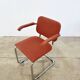 Pair of Marcel Breuer B64 Knoll armchairs in coral fabric