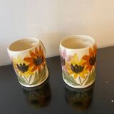 Set of 4 vintage 1970s flower stoneware mugs