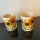 Set of 4 vintage 1970s flower stoneware mugs
