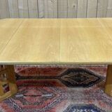 1970s English oak dining table with 2 extensions