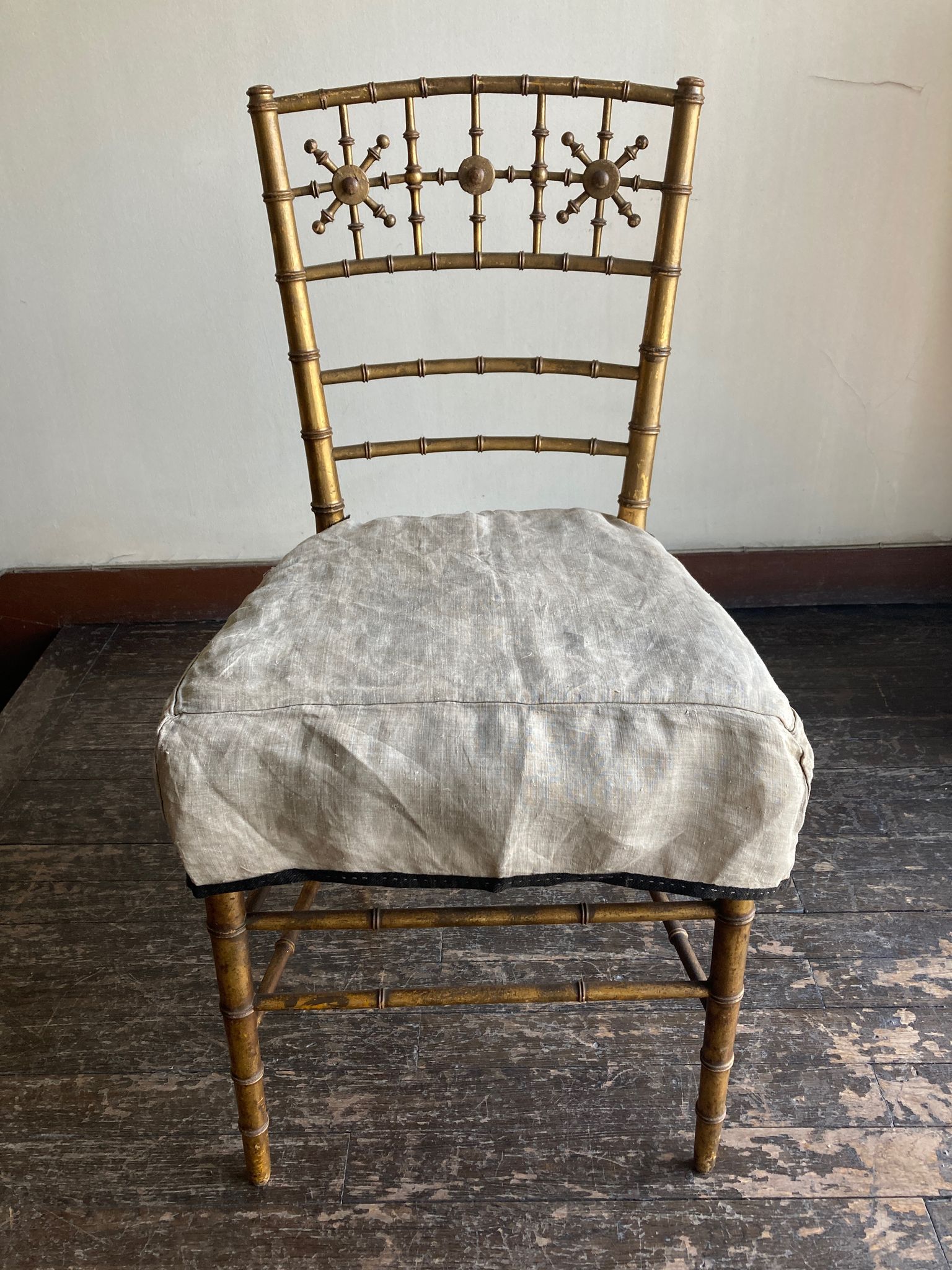Chair in gilded wood and linen Napoleon III
