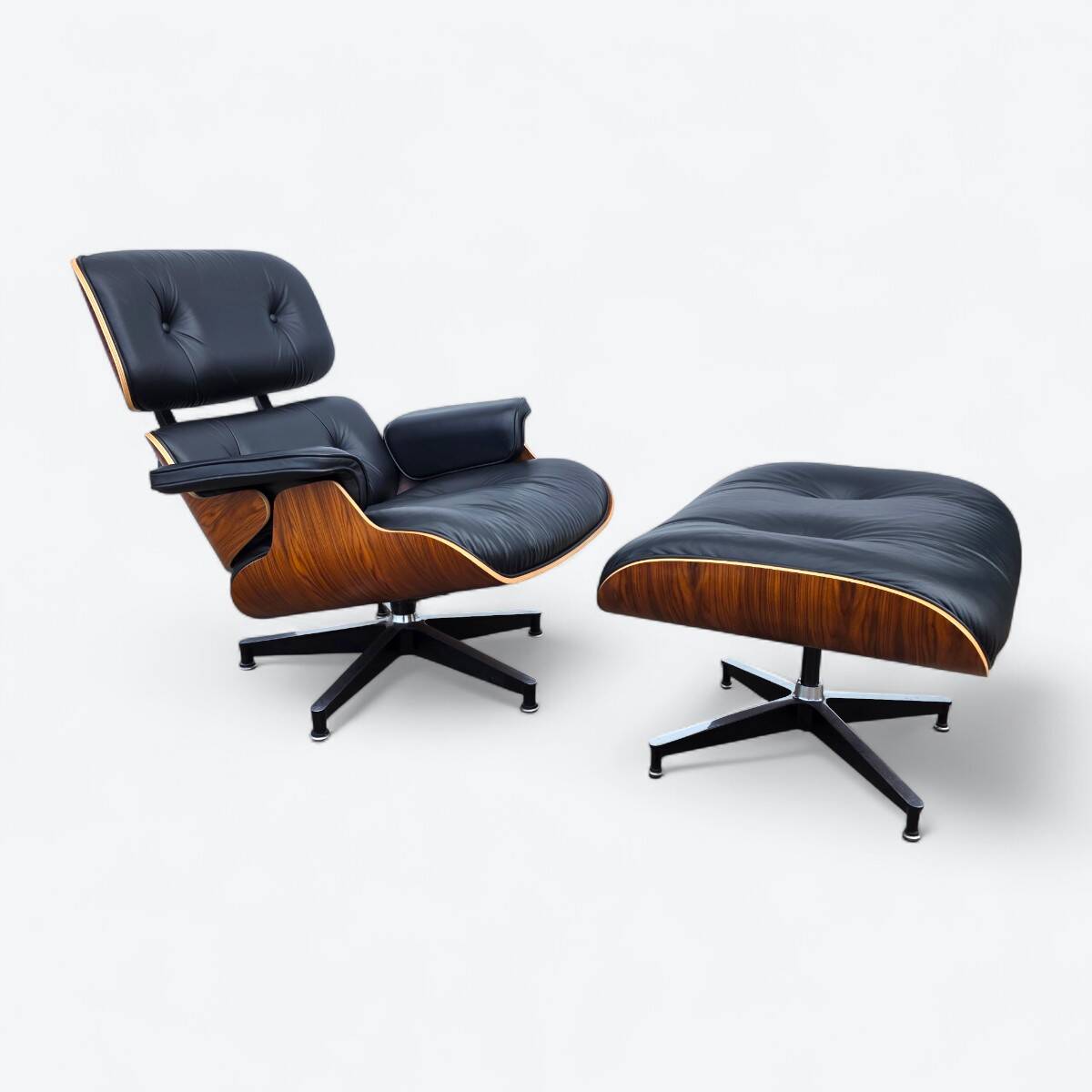 Black & Santos Herman Miller Original Eames Lounge Chair & Ottoman