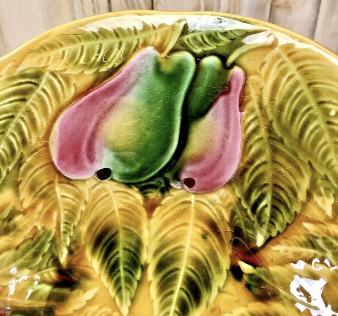Old Sarreguemines barbotine fruit bowl salad bowl circa 1920