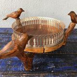 Center table cut, empty pocket, metal wood, vintage 1950