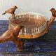 Center table cut, empty pocket, metal wood, vintage 1950