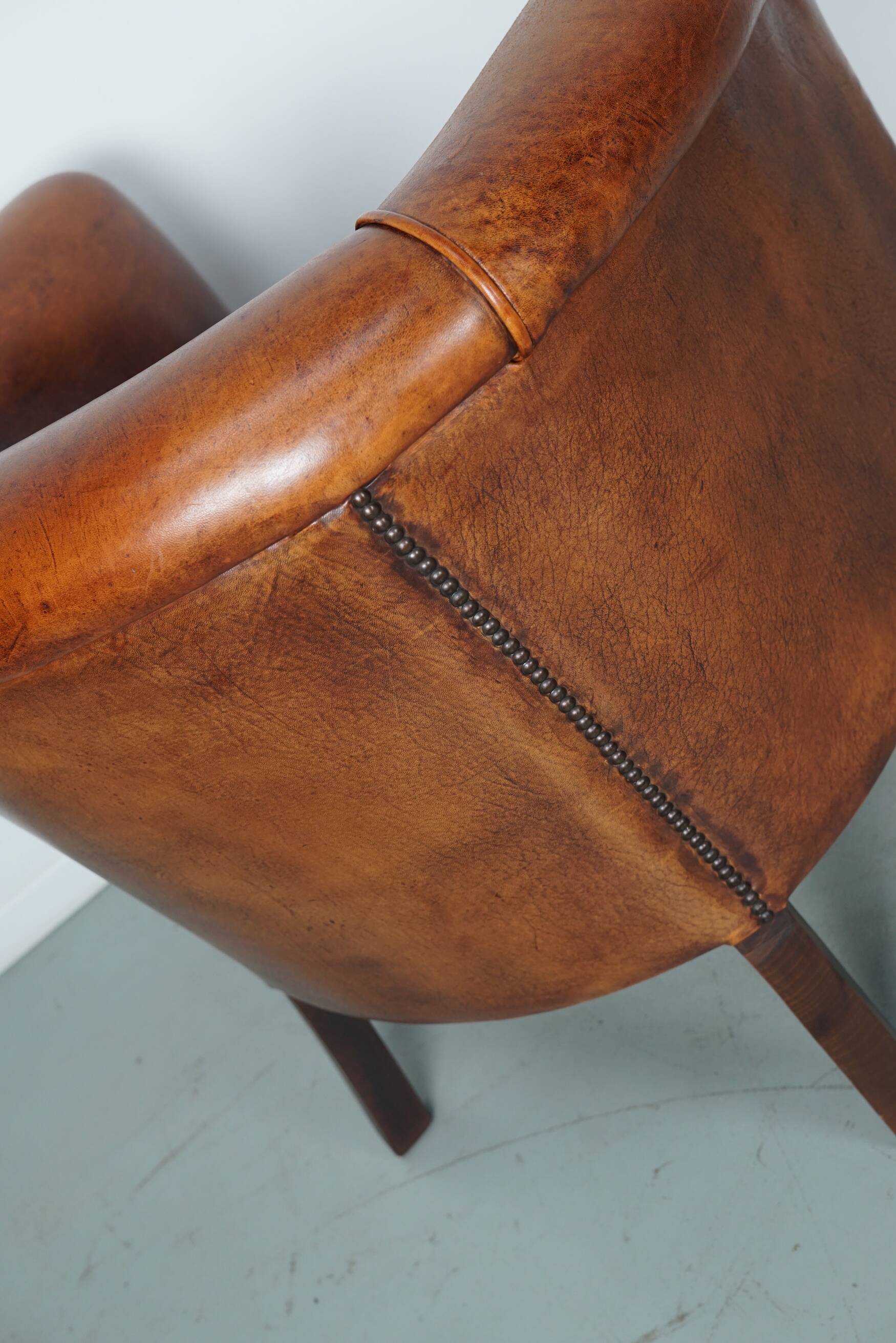 Vintage Dutch Cognac Colored Leather Club Chair