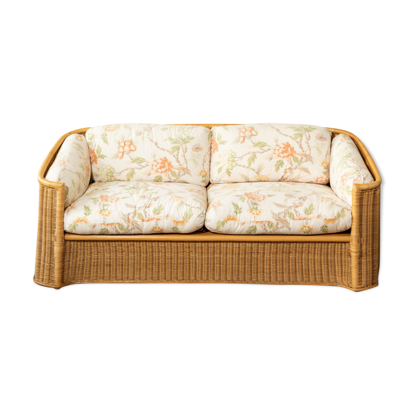 Two-seater rattan bench