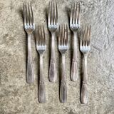 6 silver metal forks