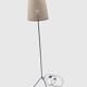 Modernist tripod floor lamp in black metal and cane from the 1950s/1960s.