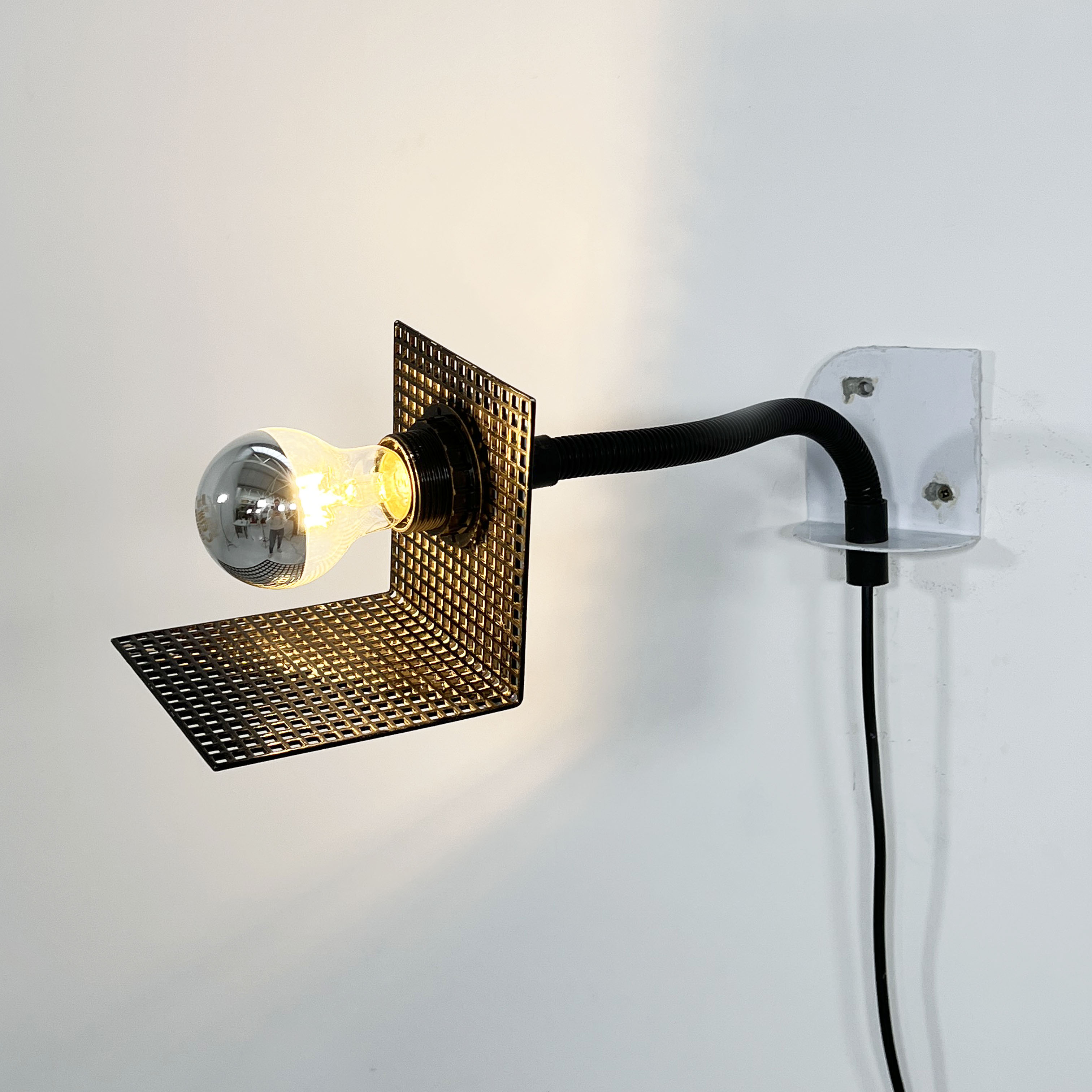Adjustable metal wall lamp with geometric shapes, 1980