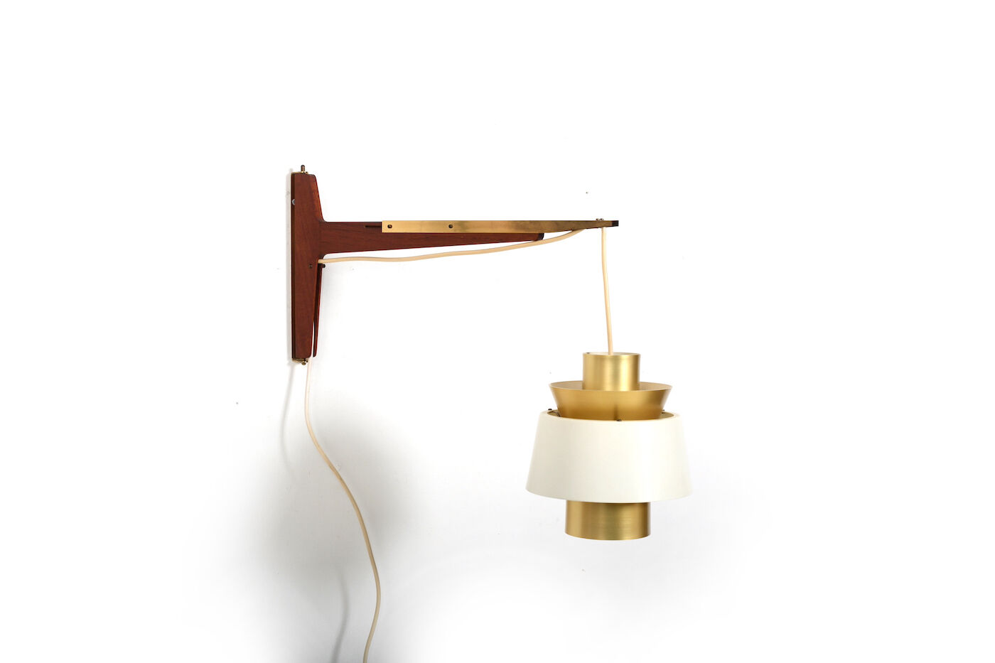 Jørn Utzon Teak and Brass Wall Lamp 1960s