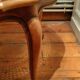 Table basse bois et cannage plateau verre