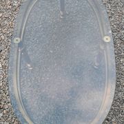 Oval coffee table in gilded brass and smoked glass 1970