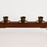 1960s Sculptural Wooden & Brass Candleholder