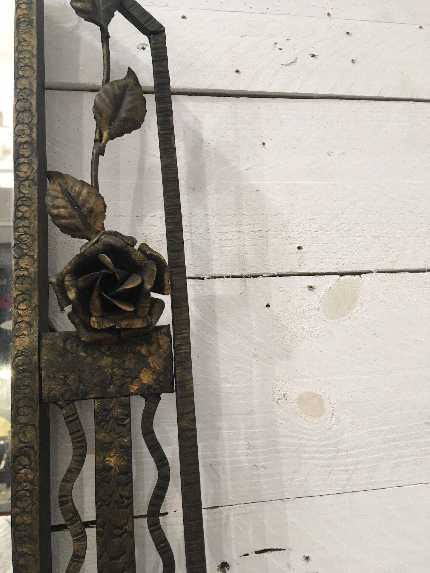 Art Deco mirror in wrought-patina wrought iron, France 1930