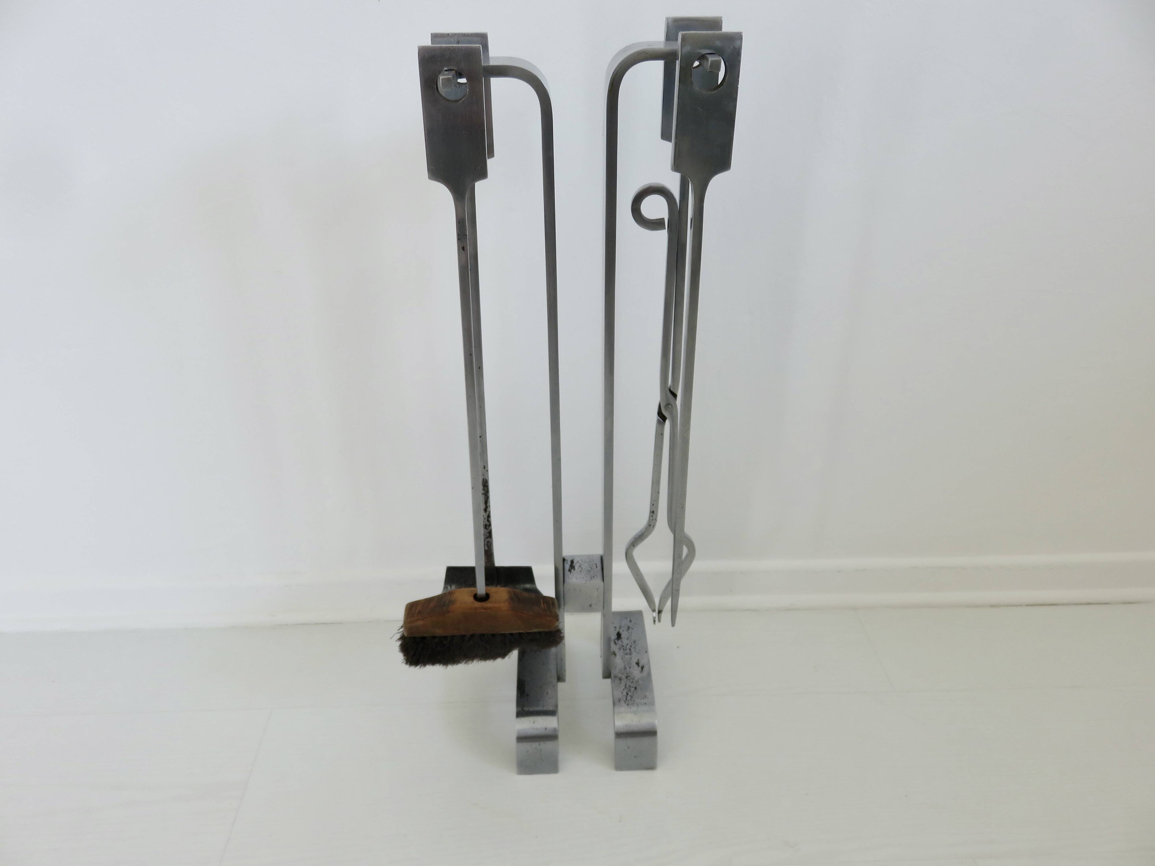 Fireplace set "Jean Paul Créations" signed, 1970