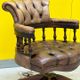 Vintage Chesterfield Revolving Captain's Chair with Brow Leather Upholstery