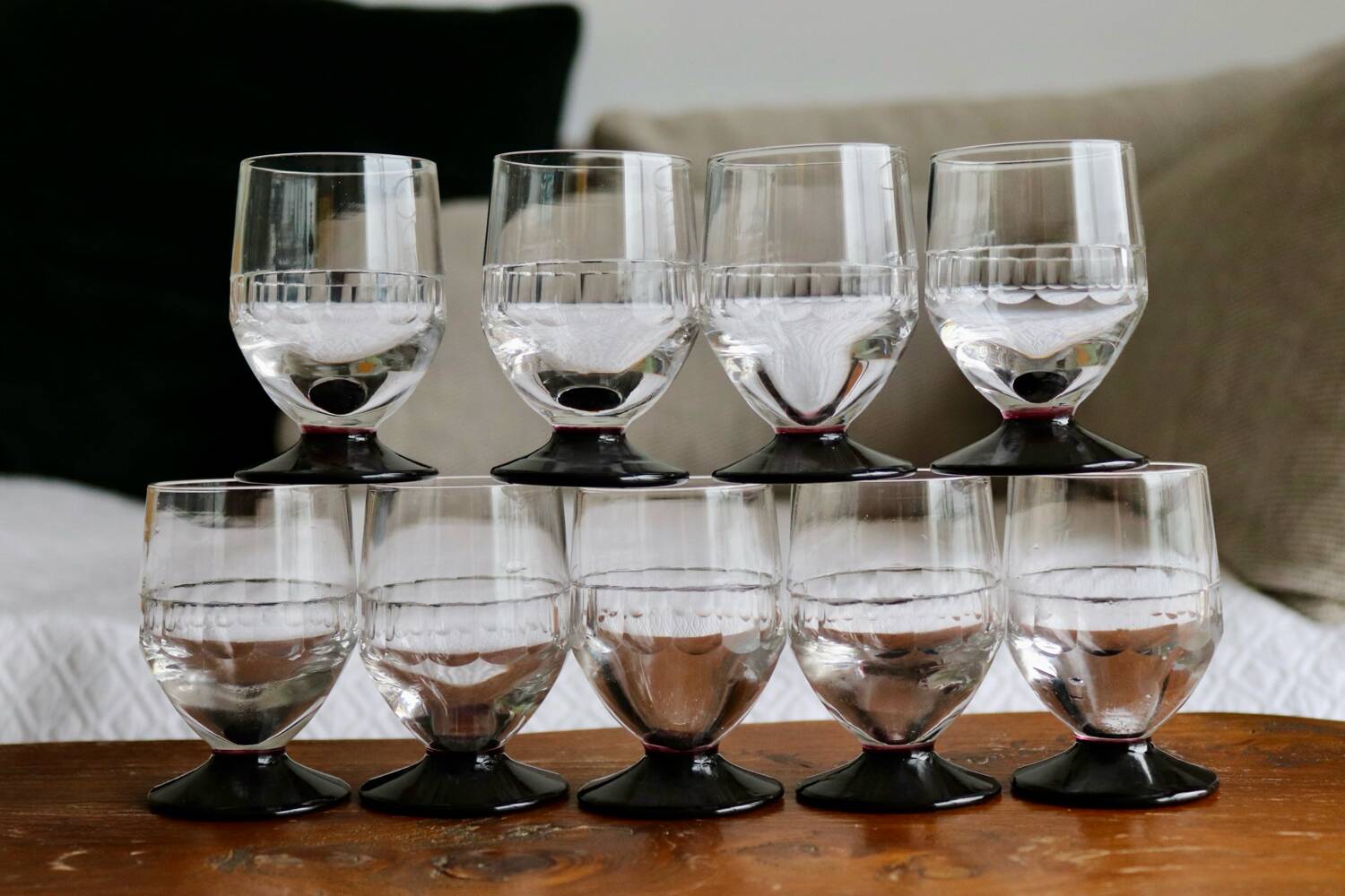 Set of 8 antique cut glass goblets