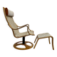 Swivel armchair and its ottoman in 1960s Scandinavian design.