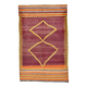 Wine Red & Orange Mid Century Modern Wool Kilim Rug, 153x239 Cm